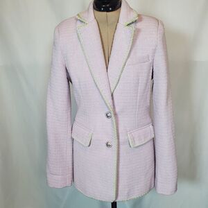 7 For All Mankind Women’s Tweed Jacket Small Purple Silver Button Blazer NEW